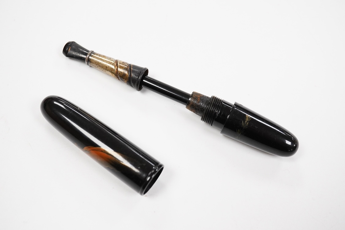 Rare Dunhill Namiki Lacquer concealed cigarette holder with goldfish design and artist's signature, made in Japan circa 1930s